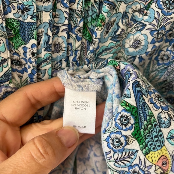 J.Jill Sz Lp or L reg. Pintucked Linen Blend Popover Split V Neck Blouse - Picture 9 of 9